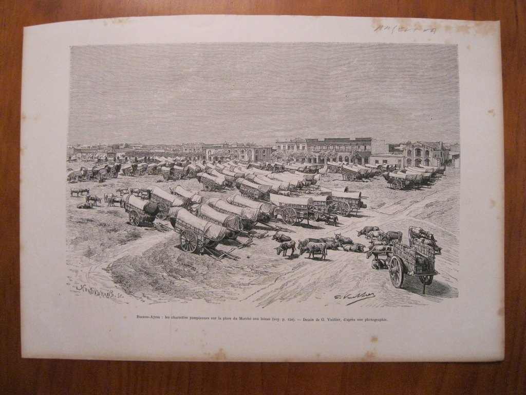 Vista de la plaza del mercado de lana en Buenos Aires (Argentina), 1887. G. Vuiller